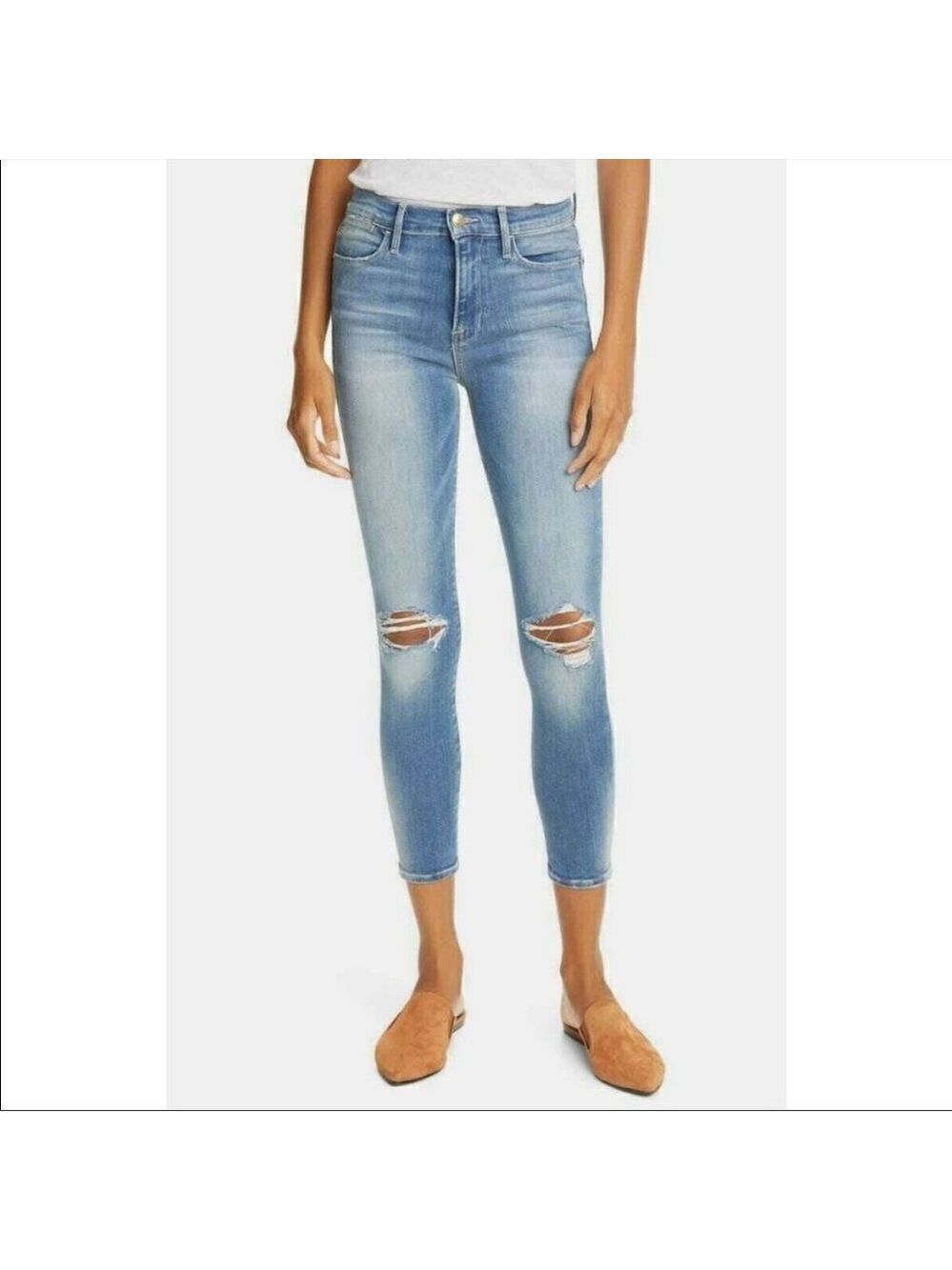 Frame Le Skinny De Jeanne Distressed Jeans Sz 25